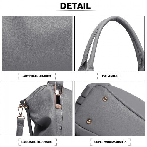 S1716 - Miss Lulu Soft Leather Elegant Simple Shoulder Bag - Dark Grey