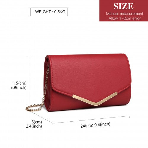 LH2064 - Miss Lulu Vegan Envelope Clutch Bag - Red