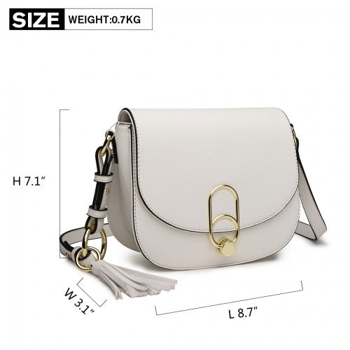 LZ1831 - MISS LULU CROSS BODY SADDLE BAG - WHITE