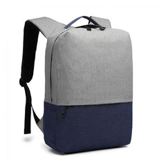 E6891 - Kono Waterproof Basic Backpack with USB Charging Port - Grey/Blue