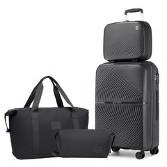 K2393L-Kono 14"+20'' Hard Shell PP Suitcase Set And EA2212 Travel Bag Set-Black