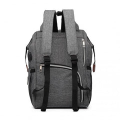 E1945 - KONO POLKA DOT MATERNITY BACKPACK BAG WITH USB CONNECTIVITY - GREY