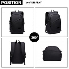 E6715 - Kono Business Laptop Backpack with USB Charging Port - Black