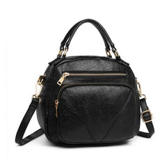 LB6907 - Miss Lulu Bowler Style Shoulder Bag - Black