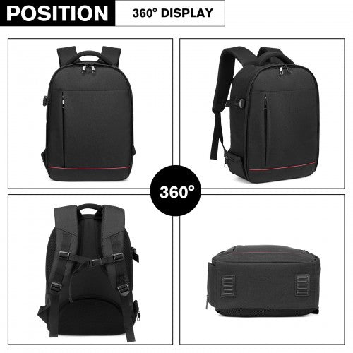 E6928 - Kono Water Resistant Shockproof DSLR Camera Backpack - Black