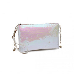 LH1765 - Miss Lulu Sequins Clutch Evening Bag - White