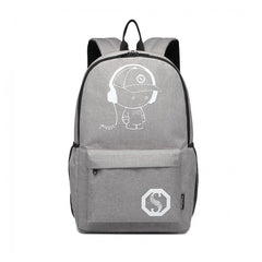 E6877 - Kono Multi-functional Glow-in-the-Dark Trolley Backpack - Grey