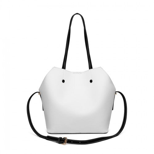 LH1908 - MISS LULU 2 PIECE MULTI-WAY SHOULDER TOTE BAG - WHITE