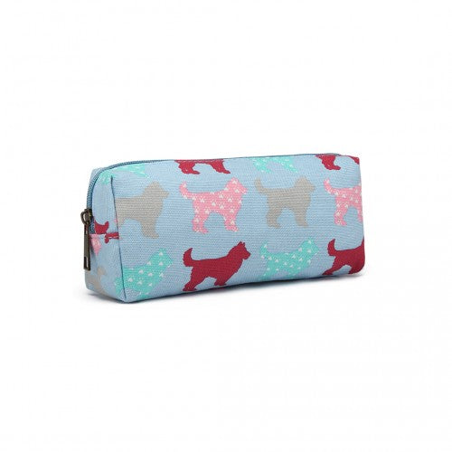 PC - Miss Lulu Canvas Pencil Case Dog Blue