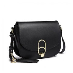 LZ1831 - MISS LULU CROSS BODY SADDLE BAG - BLACK