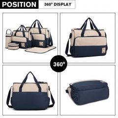 9026 - Miss Lulu Polyester 5 Pcs Set Maternity Baby Changing Bag Polka Dot Series - Navy