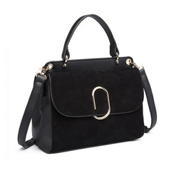 LB6871-MISS LULU STYLISH LADIES LEATHER HANDBAG SHOULDER BAG BLACK