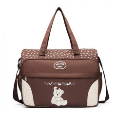 08190 - Kono Teddy Bear ‘Welcome Baby’ Changing Bag with Changing Mat - Coffee