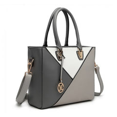 LG2013 - Miss Lulu Leather Look Geometric Ombre Handbag - Grey