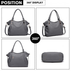 S1716 - Miss Lulu Soft Leather Elegant Simple Shoulder Bag - Dark Grey