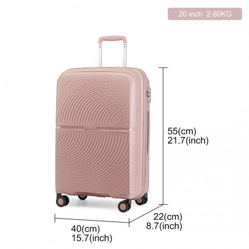 K2393L - British Traveller 20 Inch Spinner Hard Shell PP Suitcase With TSA Lock - Nude