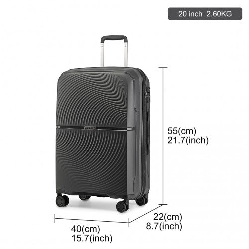 K2393L - British Traveller 20 Inch Spinner Hard Shell PP Suitcase With TSA Lock - Black