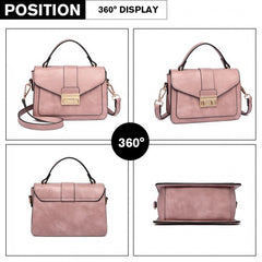 LB2033 - Miss Lulu Leather Look Midi Handbag - Pink