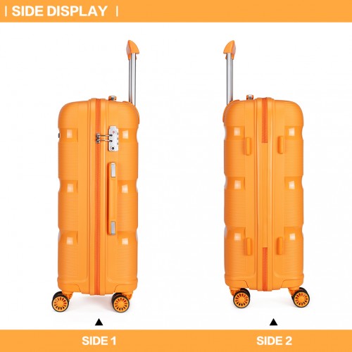 K2092L - Kono Bright Hard Shell PP Suitcase 3 Pieces Set - Classic Collection - Orange