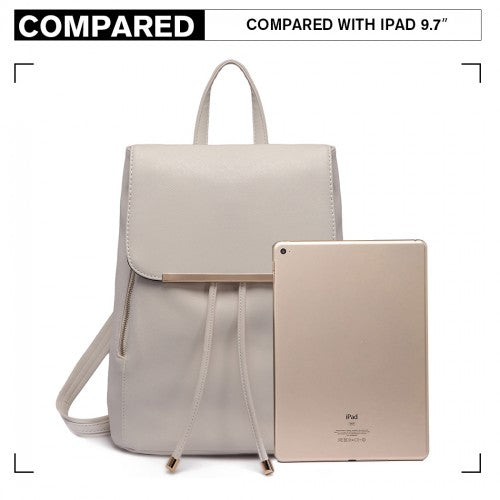 E1669 - Miss Lulu Faux Leather Stylish Fashion Backpack - Light Grey