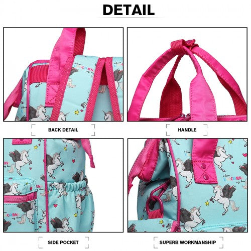 LB6896 - Miss Lulu Child's Unicorn Backpack with Pencil Case - Blue