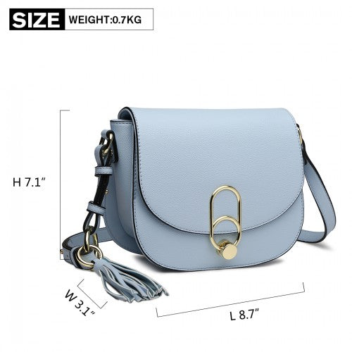 LZ1831 - MISS LULU CROSS BODY SADDLE BAG - BLUE