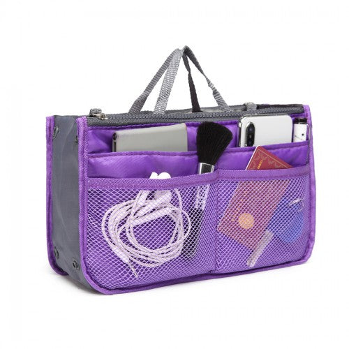 E6876 - Miss Lulu Folding Nylon Handbag Organiser - Purple