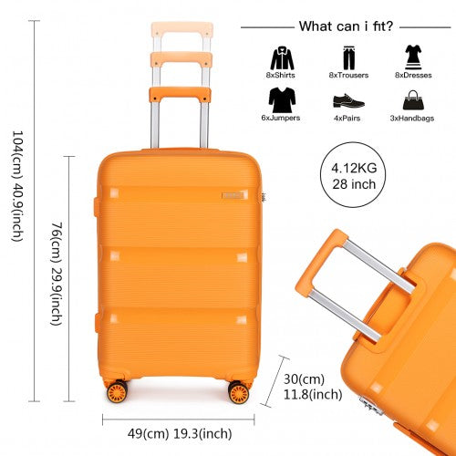 K2092L - Kono 28 Inch Bright Hard Shell PP Suitcase - Classic Collection - Orange