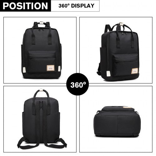 EB2017 - Kono Large Polyester Laptop Backpack - Black