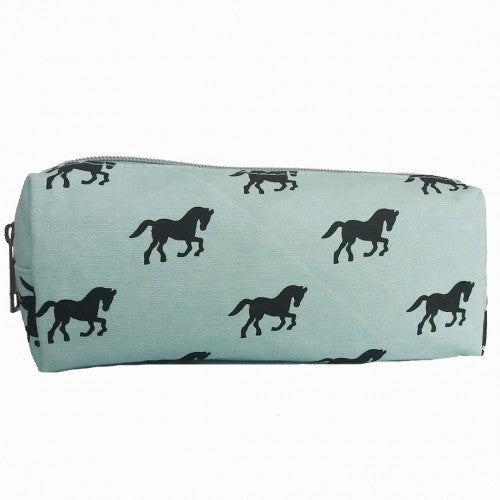 PC - Miss Lulu Canvas Pencil Case Horse Blue