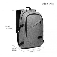 E6715 - Kono Business Laptop Backpack with USB Charging Port - Grey