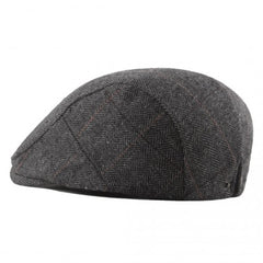 CAP-1 - Men's Newsboy Baker Boy Herringbone Flat Cap Hat - Grey