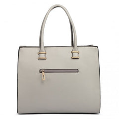 L1509 - Miss Lulu Leather Look Classic Square Shoulder Bag Grey