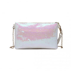 LH1765 - Miss Lulu Sequins Clutch Evening Bag - White