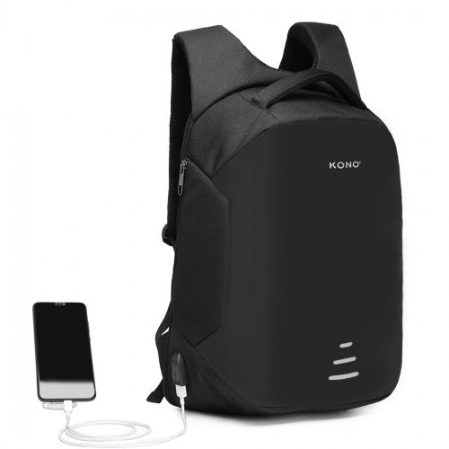 E1946 - KONO REFLECTIVE USB CHARGING INTERFACE BACKPACK - BLACK