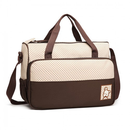 9026 - Miss Lulu Polyester 5 Pcs Set Maternity Baby Changing Bag Polka Dot Series - Brown