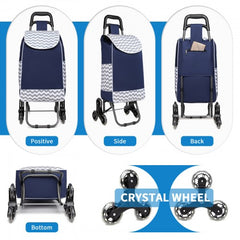 EQ2043 - Kono 6 Wheel Push Shopping Trolley - Navy