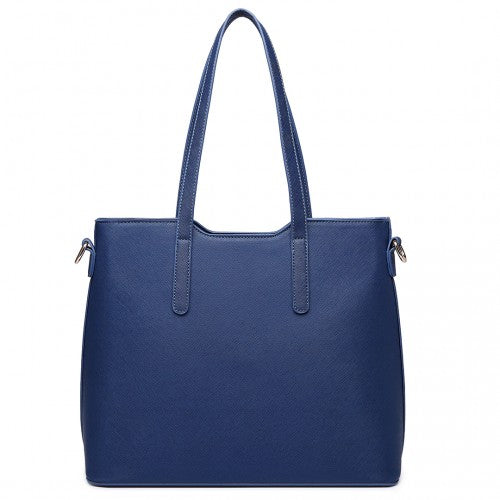 LT6648 - Miss Lulu Three Piece Tote Shoulder Bag And Clutch - Navy