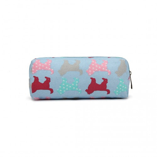 PC - Miss Lulu Canvas Pencil Case Dog Blue