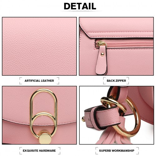 LZ1831 - MISS LULU CROSS BODY SADDLE BAG - PINK