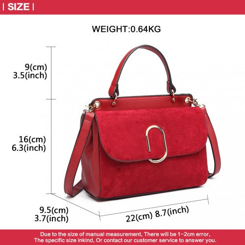 LB6871-MISS LULU STYLISH LADIES LEATHER HANDBAG SHOULDER BAG RED