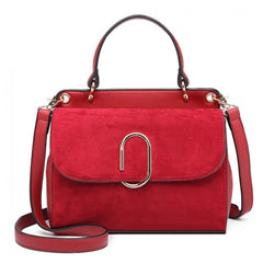 LB6871-MISS LULU STYLISH LADIES LEATHER HANDBAG SHOULDER BAG RED