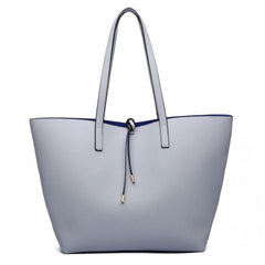 LT6628 - Miss Lulu Women Reversible Contrast Shopper Tote Bag Grey