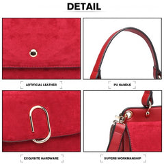 LB6871-MISS LULU STYLISH LADIES LEATHER HANDBAG SHOULDER BAG RED