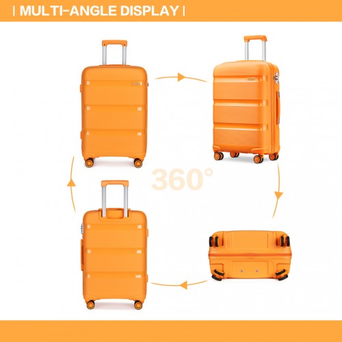 K2092L - Kono Bright Hard Shell PP Suitcase 3 Pieces Set - Classic Collection - Orange