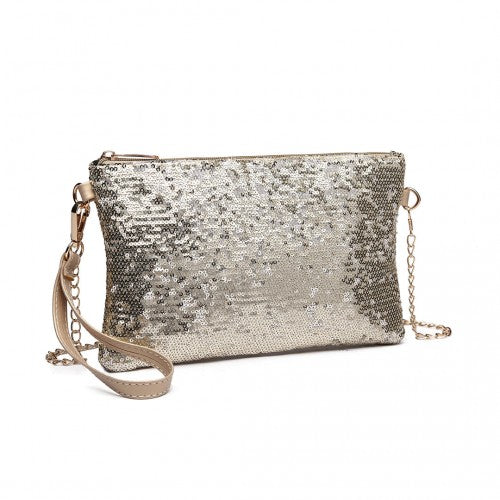 LH1765 - Miss Lulu Sequins Clutch Evening Bag Light - Gold