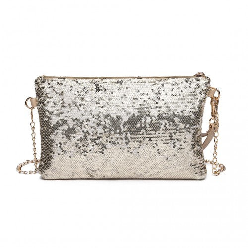 LH1765 - Miss Lulu Sequins Clutch Evening Bag Light - Gold