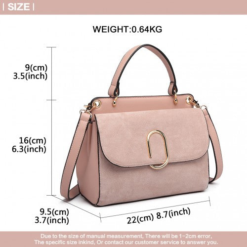 LB6871-MISS LULU STYLISH LADIES LEATHER HANDBAG SHOULDER BAG PINK