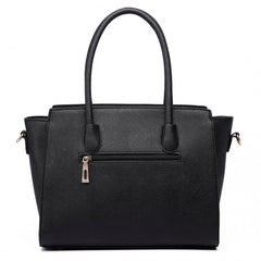 LT6627 - Miss Lulu Faux Leather Large Winged Tote Bag Handbag Black