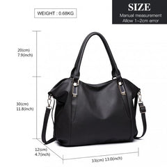 S1716 - Miss Lulu Soft Leather Elegant Simple Shoulder Bag - Black